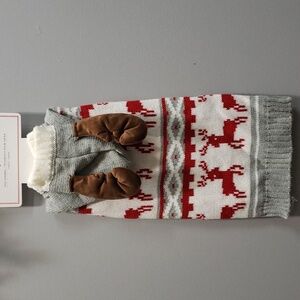 Cozy Reindeer Dog Sweater - Gray and Red